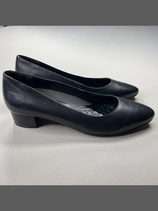 NEW Walking Cradles Shoes Womens 11 black leather block heels business classic - Picture 2 of 12